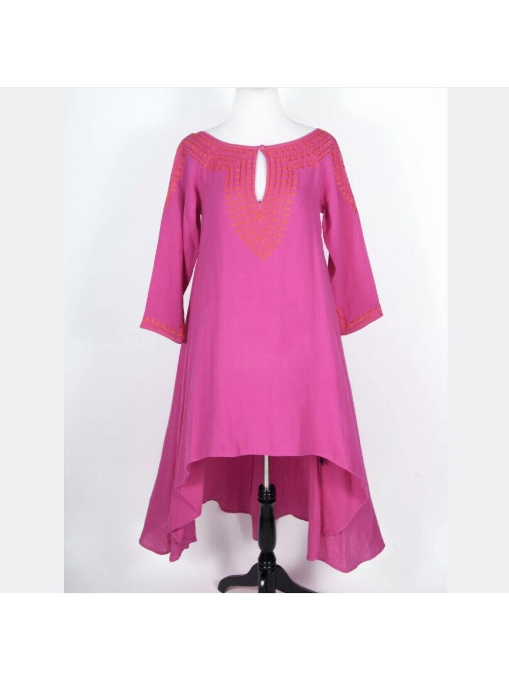 NEW Roja Fuchsia Embroidered High-Low Long Sleeve Dress Small